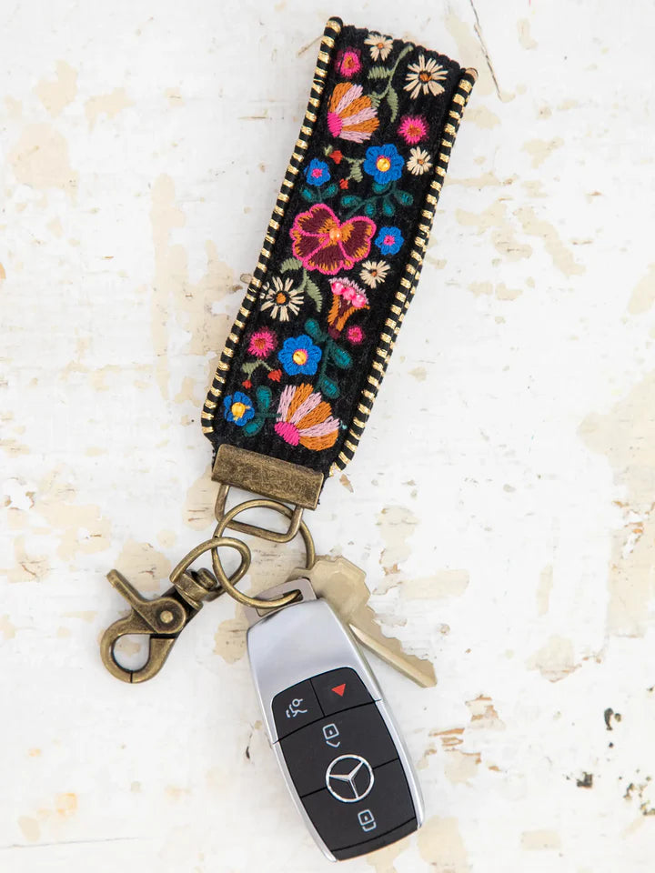 Black Embroidered Key Fob