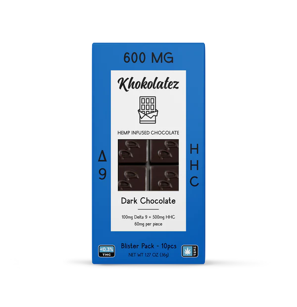 Khokolatez Infused Chocolate Bars 600mg total- 500mg HHC + 100mg D9 THC