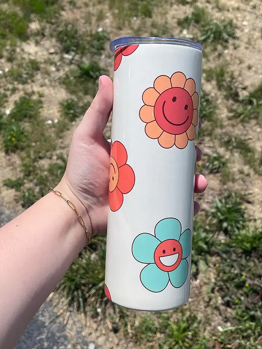 Retro Multi Color Daisy Tumbler