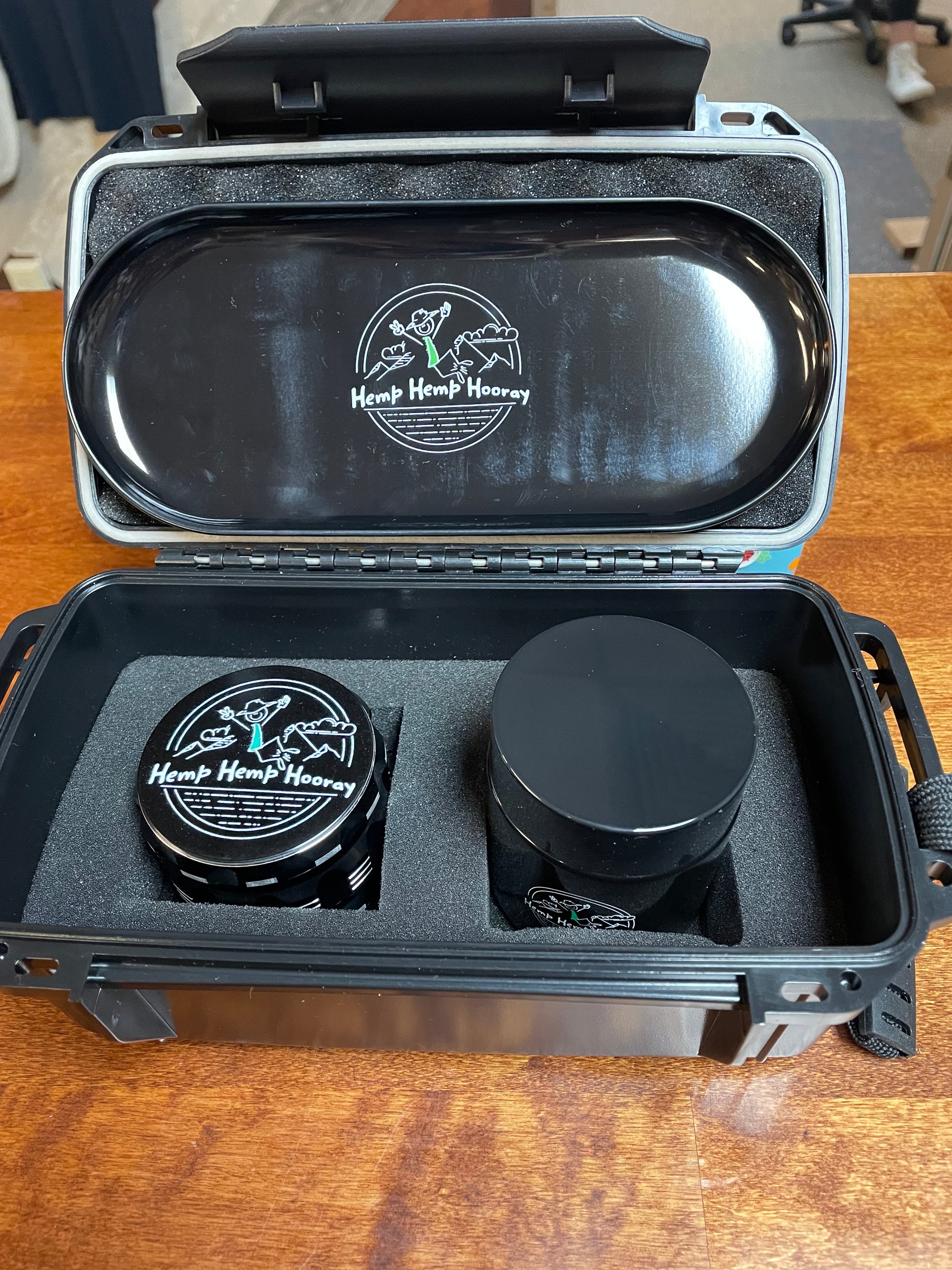 Smell Proof Stash Kit w/ grinder, stash jar, rolling tray